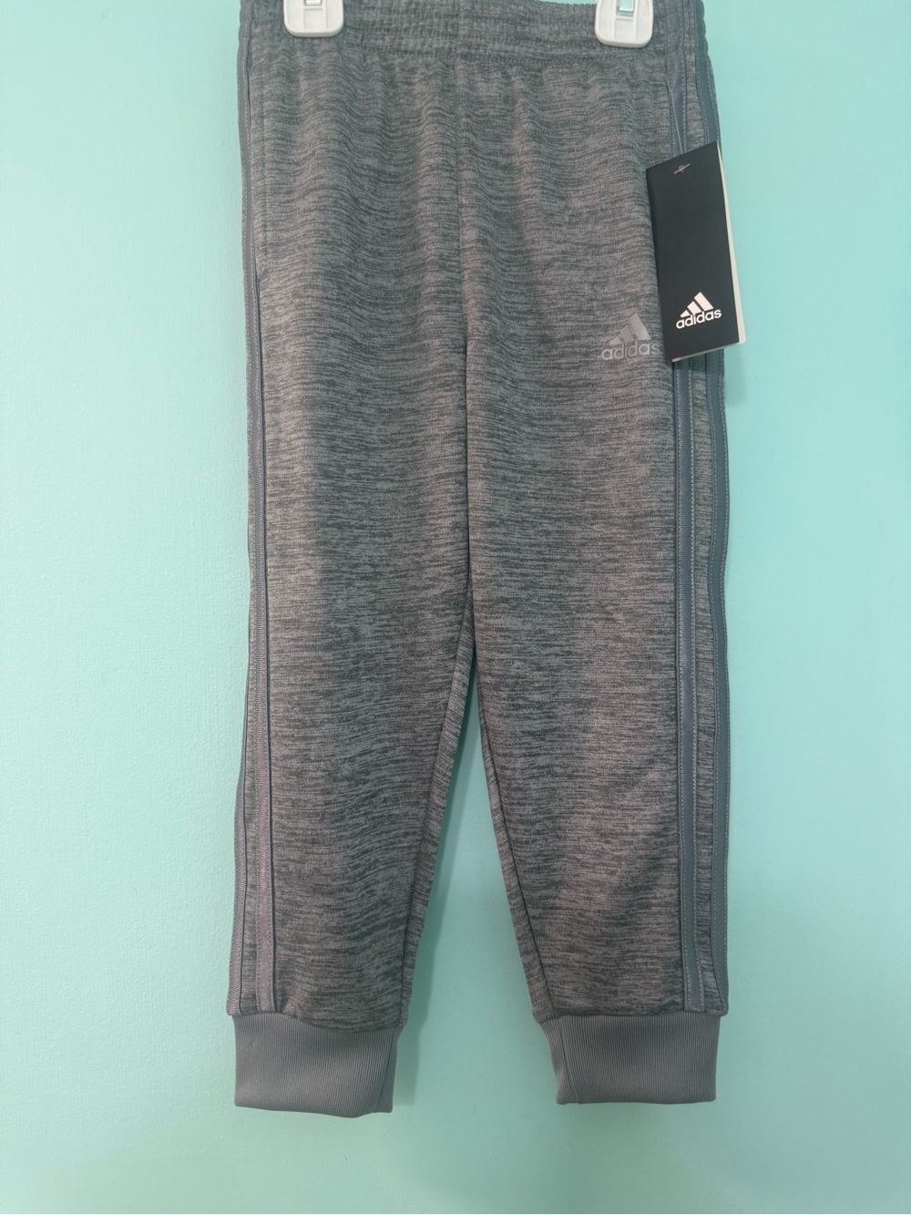 adidas Kids Heather Gray Jogger Pants with Side Stripes